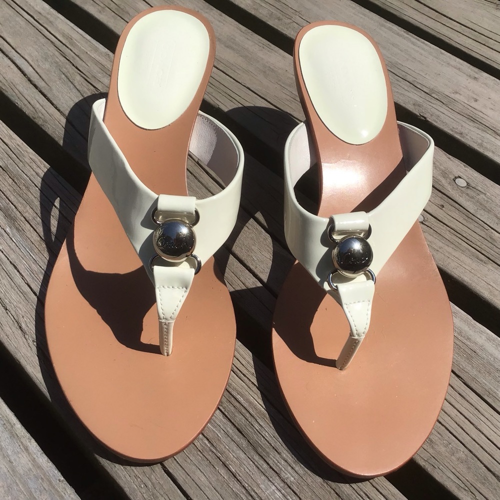 Coach Harlee kitten heel sandals.  Cream NWOT